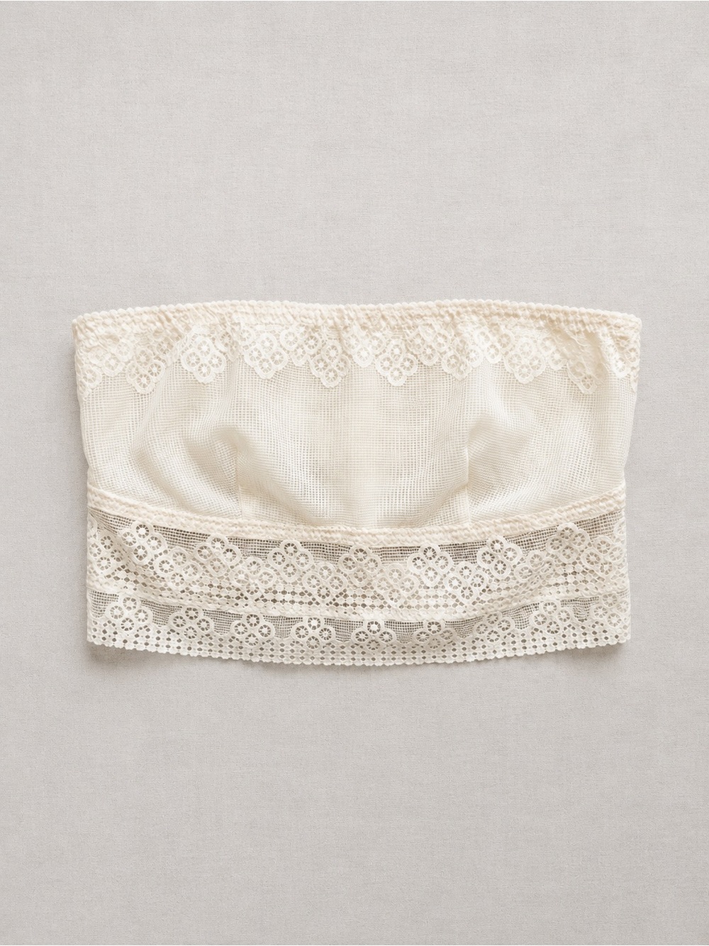 🦅 Aerie Cream Lace-Trim Strapless Bandeau